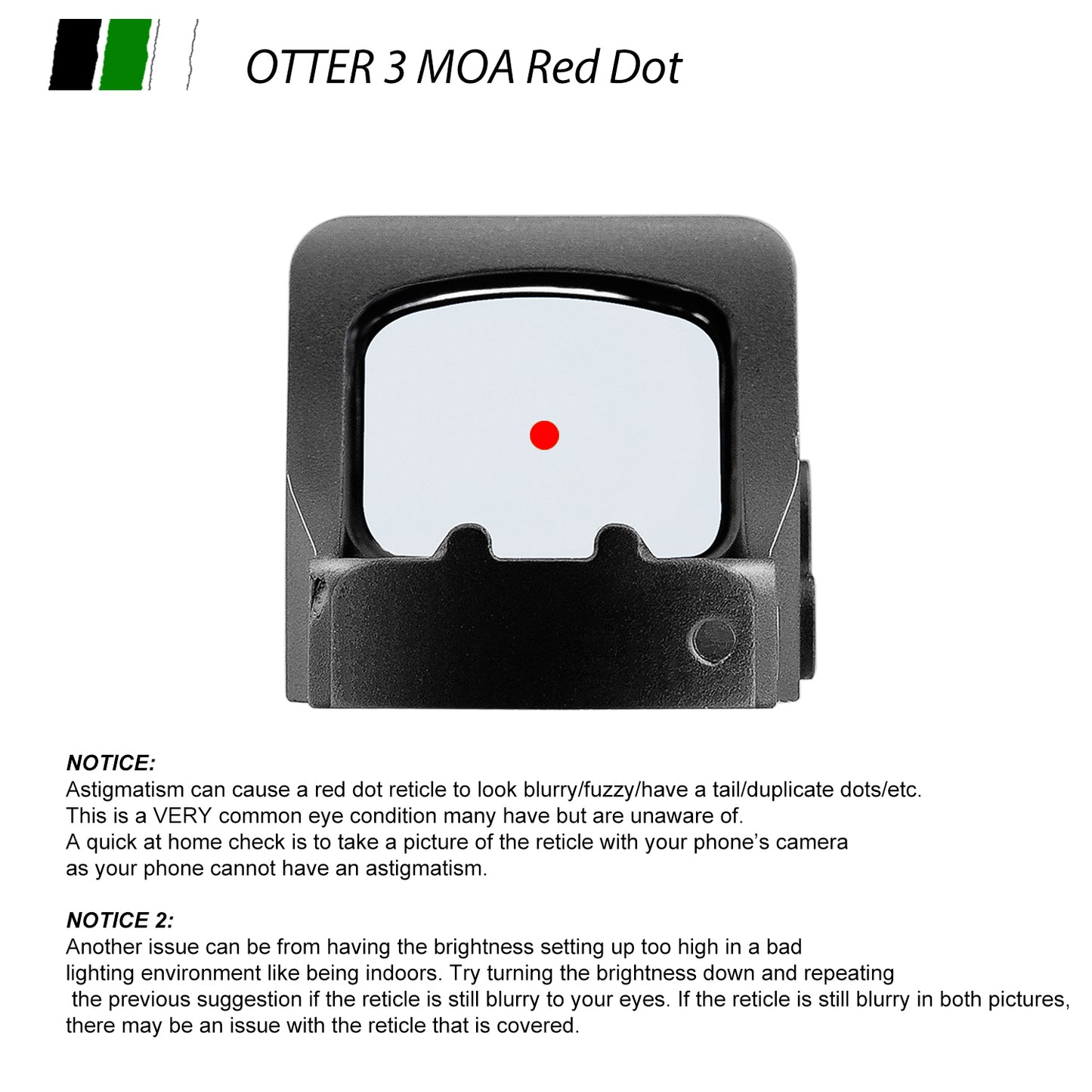Zulisy OTTER Mini red dot Reflex Sight 3 MOA 1x21mm for RMS RMSc 407K Footprint