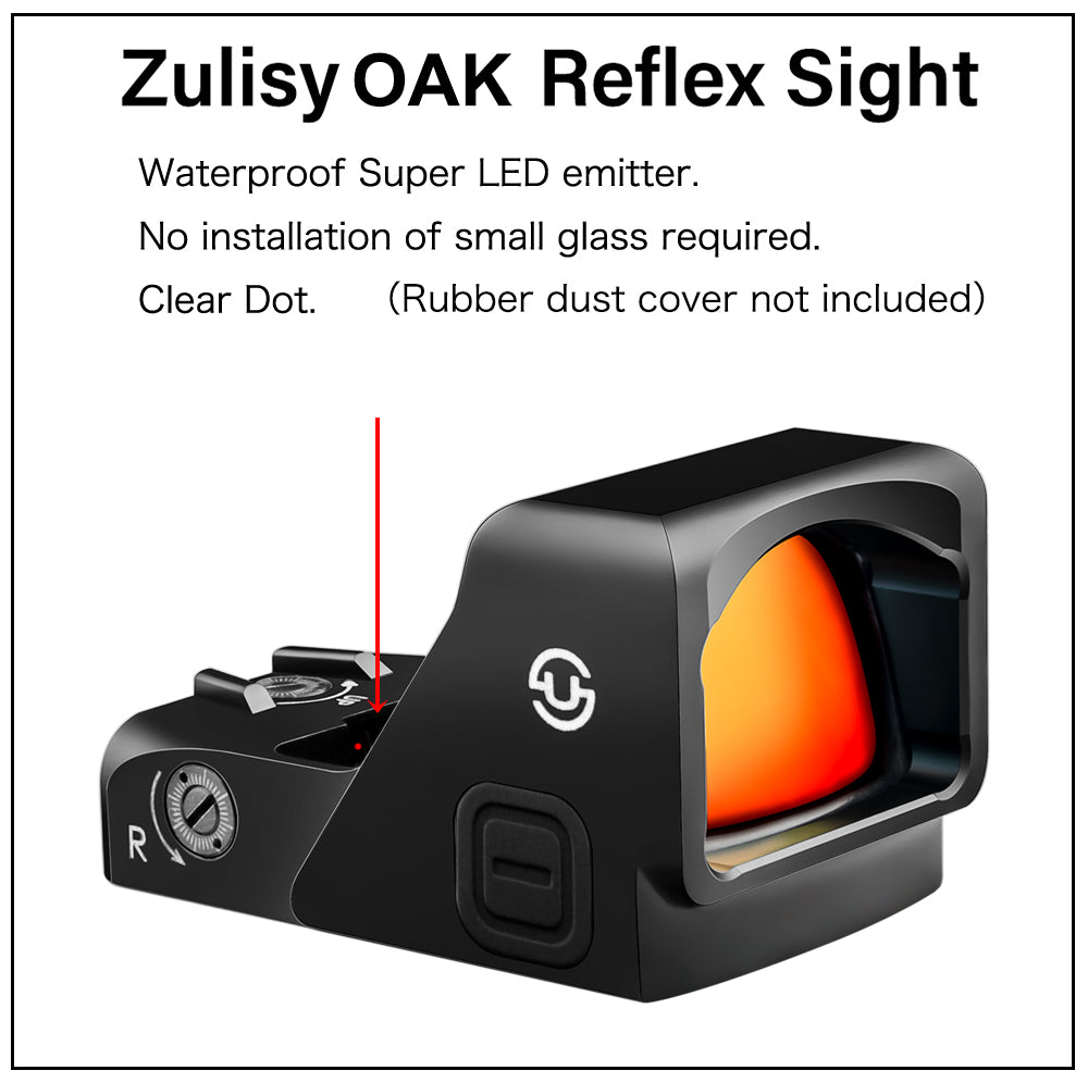 Zulisy Oak Full Size Open Reflex Red Dot Sight (for RMR/SRO/507C/407C Footprint Pistol/Adapter Plate) Shake wake 3 MOA 1x24mm Compact Scope with Picatiny Rail M1913 Mount