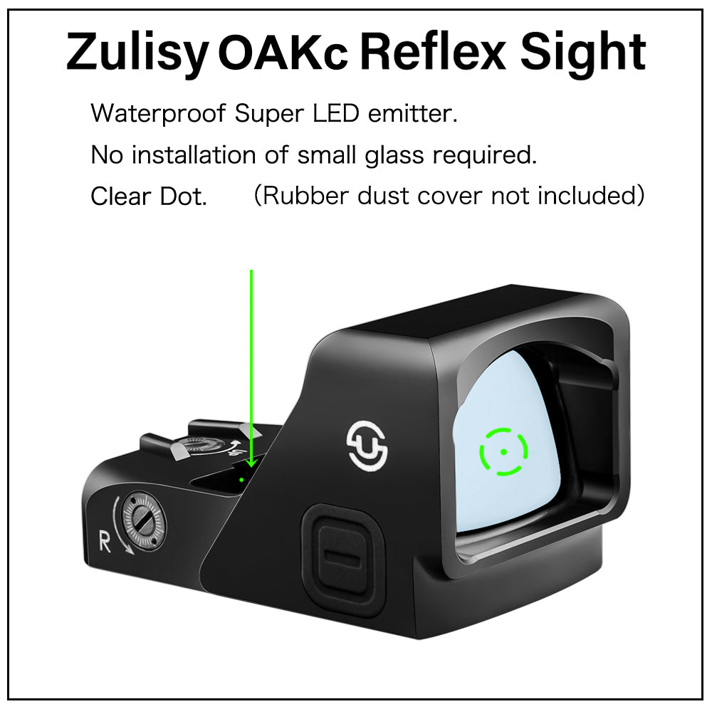 Zulisy OAKc Green Dot Sight 3 MOA Dot & 56 MOA Circle Ring 1x24mm for RMR/407C Footprint /Adapter Plate with Picatinny