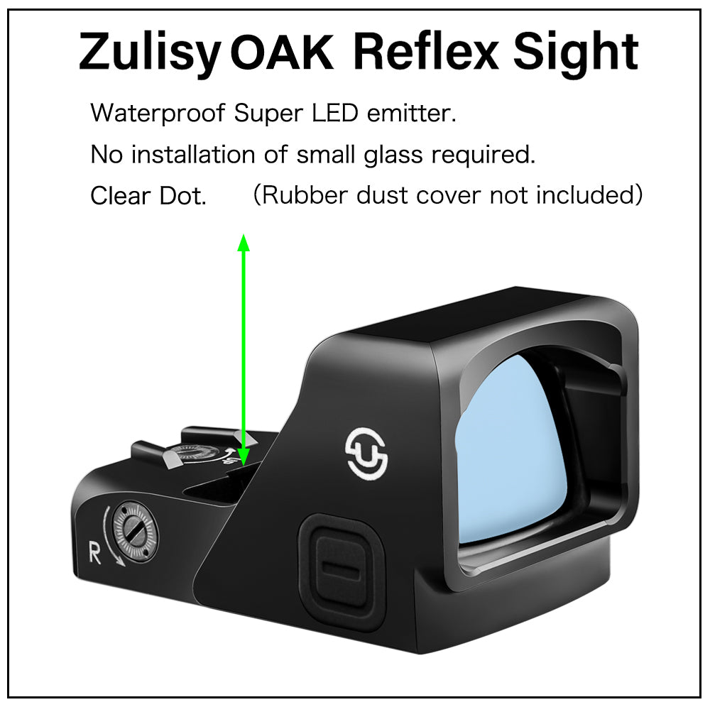 Zulisy OAK 3 MOA Green Dot Sight 1x24mm for RMR/407C Footprint /Adapter Plate with Picatinny