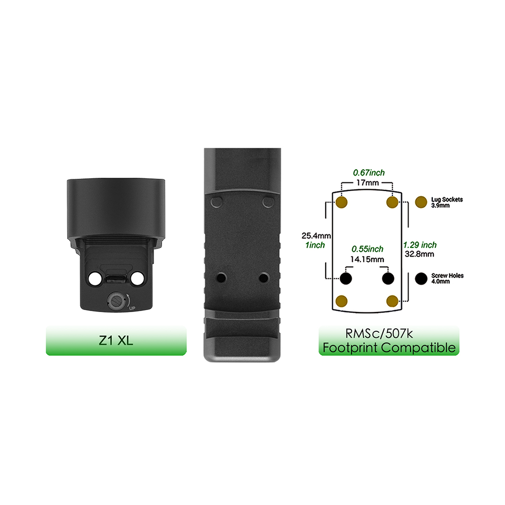 Zulisy Z1 XL Large Window 6 MOA Green Dot Sight for RMSc/507K Footprint Mount