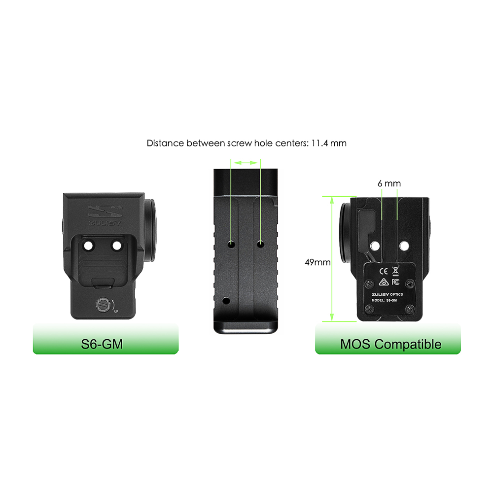 Zulisy S6-GM Large Window 6 MOA Green Dot Sight, for Glock 17 19 MOS Gen 4/5 Direct Mount (DOES NOT fit G43X MOS OR G48 MOS)