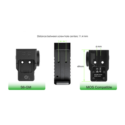 Zulisy S6-GM Large Window 6 MOA Green Dot Sight, for Glock 17 19 MOS Gen 4/5 Direct Mount (DOES NOT fit G43X MOS OR G48 MOS)