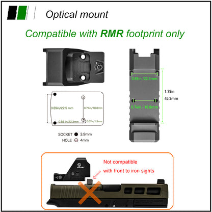ZULISY Gen 3 OAK Plus Red Dot Sight 1x26mm Big Window for RMR/507C Footprint Pistol/Adapter Plate