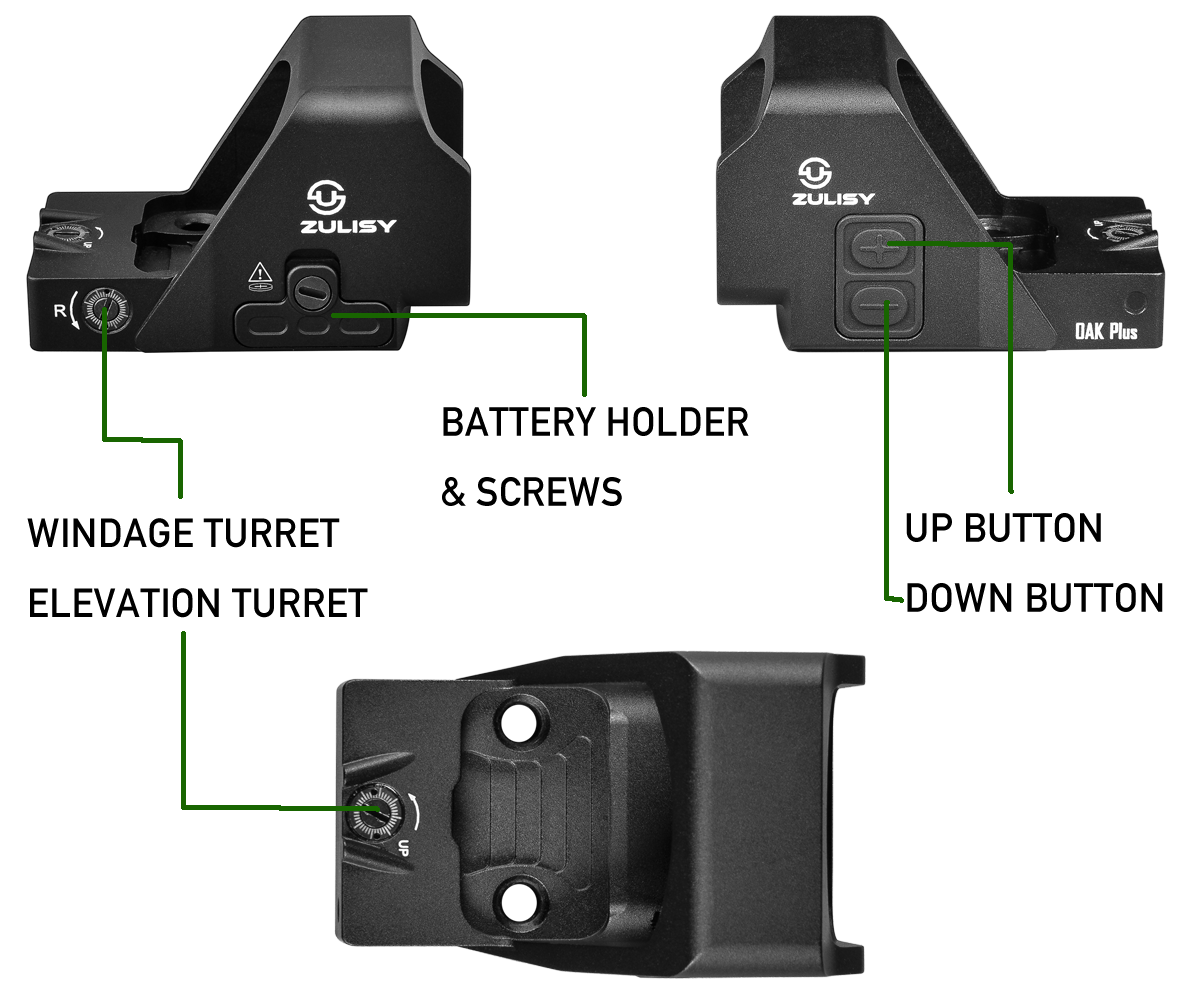 ZULISY Gen 3 OAK Plus Red Dot Sight 1x26mm Big Window for RMR/507C Footprint Pistol/Adapter Plate