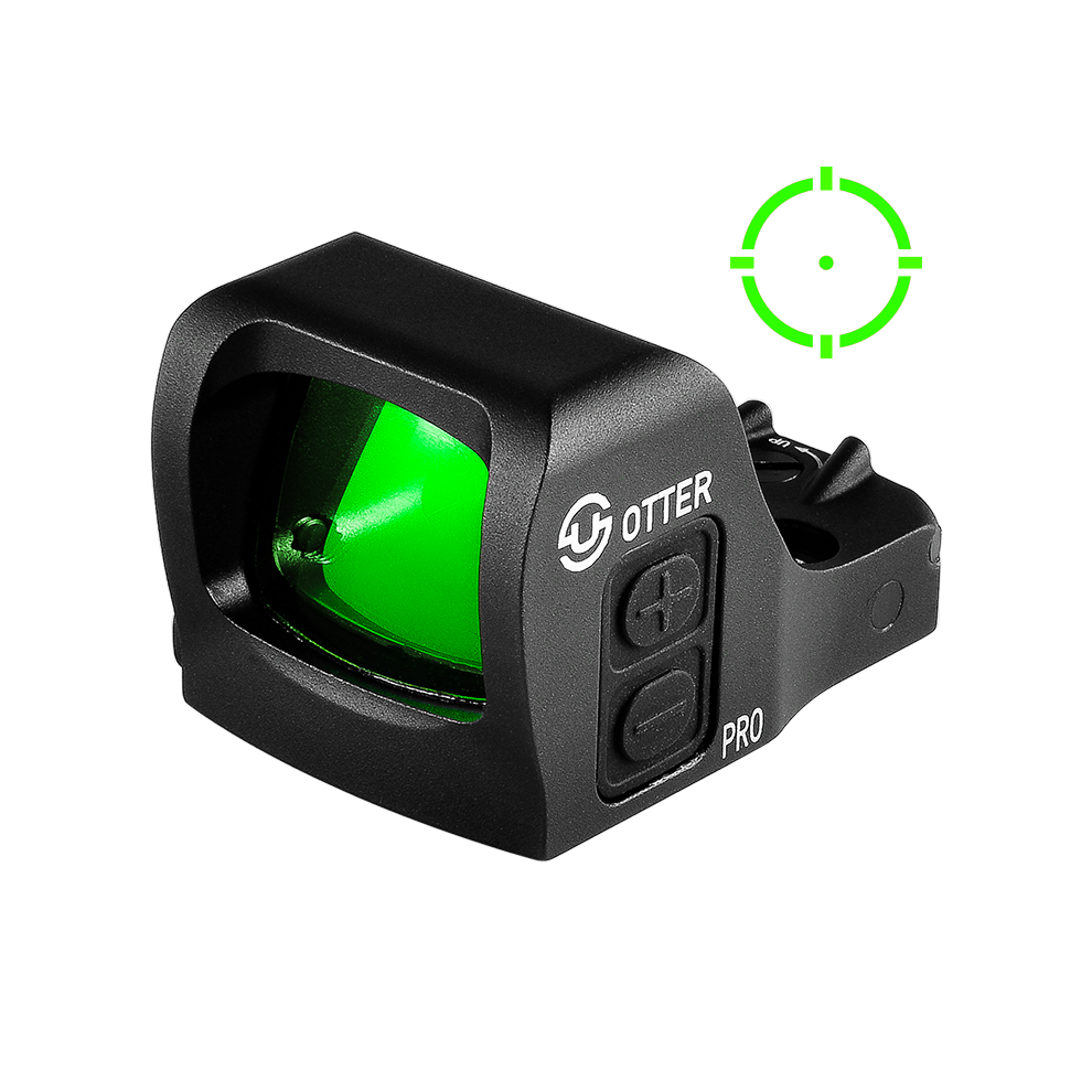 Zulisy Otter PRO Multi-Reticle 2 MOA Green Dot & 36 MOA Circle Open Reflex Sight, for RMS/RMSc 407K/507k Footprint Pistol, Shake Awake, 1x21mm Micro Compact Optics, Side Battery, 1 cliek 1 MOA