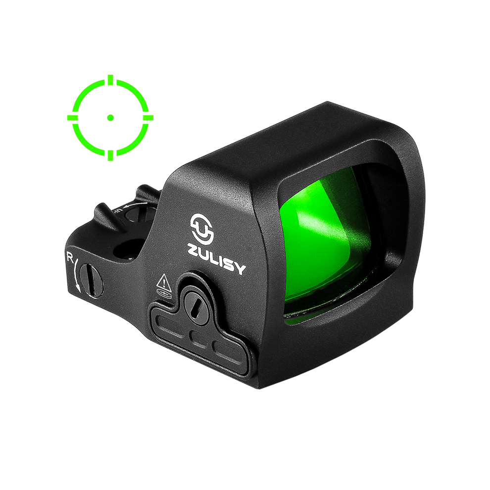 Zulisy Otter PRO Multi-Reticle 2 MOA Green Dot & 36 MOA Circle Open Reflex Sight, for RMS/RMSc 407K/507k Footprint Pistol, Shake Awake, 1x21mm Micro Compact Optics, Side Battery, 1 cliek 1 MOA