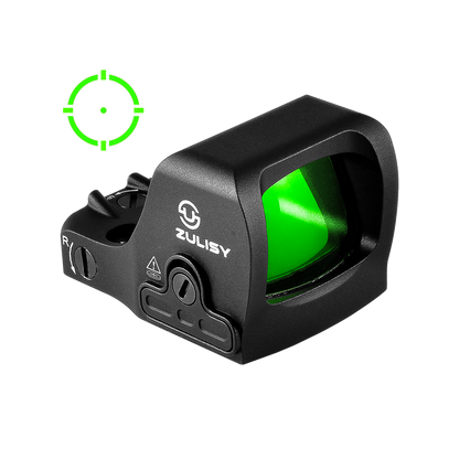 Zulisy Otter PRO Multi-Reticle 2 MOA Green Dot & 36 MOA Circle Open Reflex Sight, for RMS/RMSc 407K/507k Footprint Pistol, Shake Awake, 1x21mm Micro Compact Optics, Side Battery, 1 cliek 1 MOA