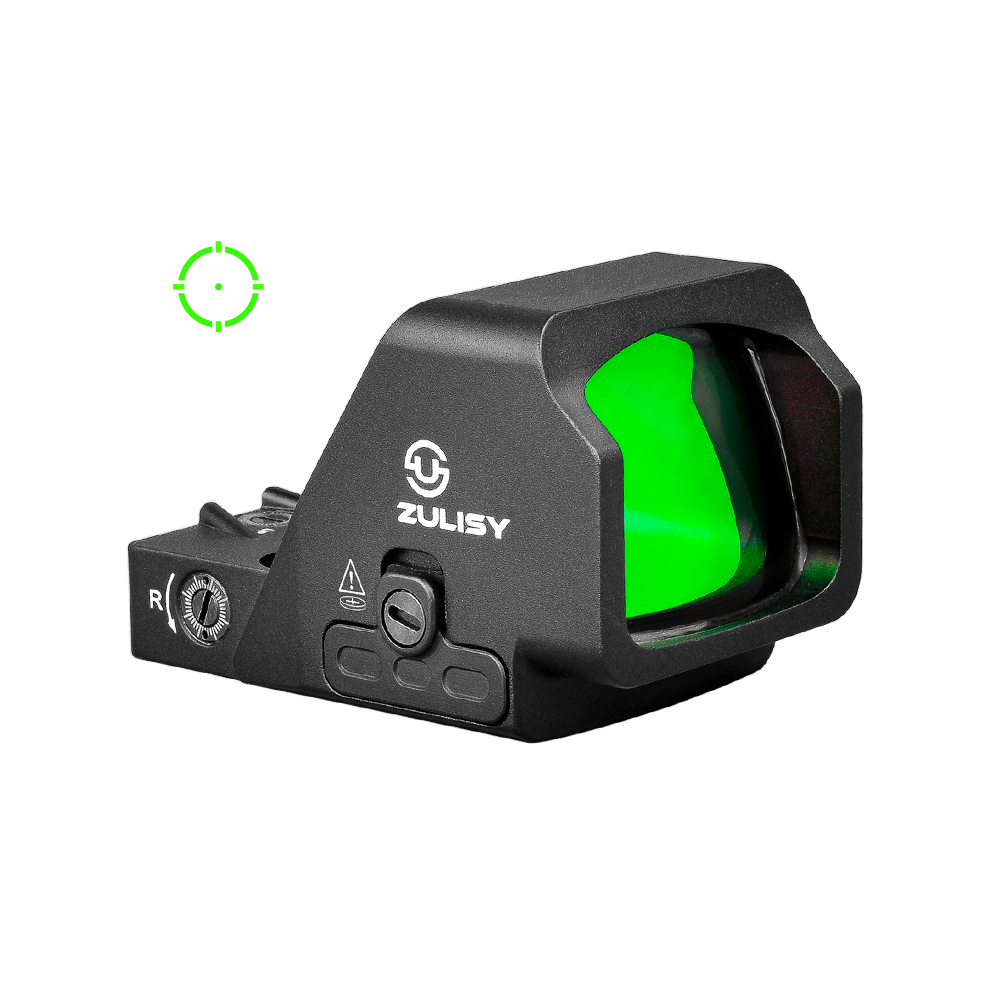 Zulisy Oak Plus PRO-G (Upgraded) Multi-Reticle 2 MOA Green Dot & 28 MOA Circle Open Reflex Pistol Sight, (for RMR/507C Footprint) 1x26mm Large Lens, Shake to Awake Tactical Hunting EDC Full Size Optics Sights