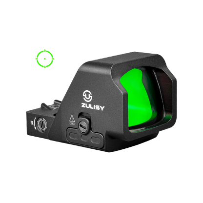 Zulisy Oak Plus PRO-G (Upgraded) Multi-Reticle 2 MOA Green Dot & 28 MOA Circle Open Reflex Pistol Sight, (for RMR/507C Footprint) 1x26mm Large Lens, Shake to Awake Tactical Hunting EDC Full Size Optics Sights