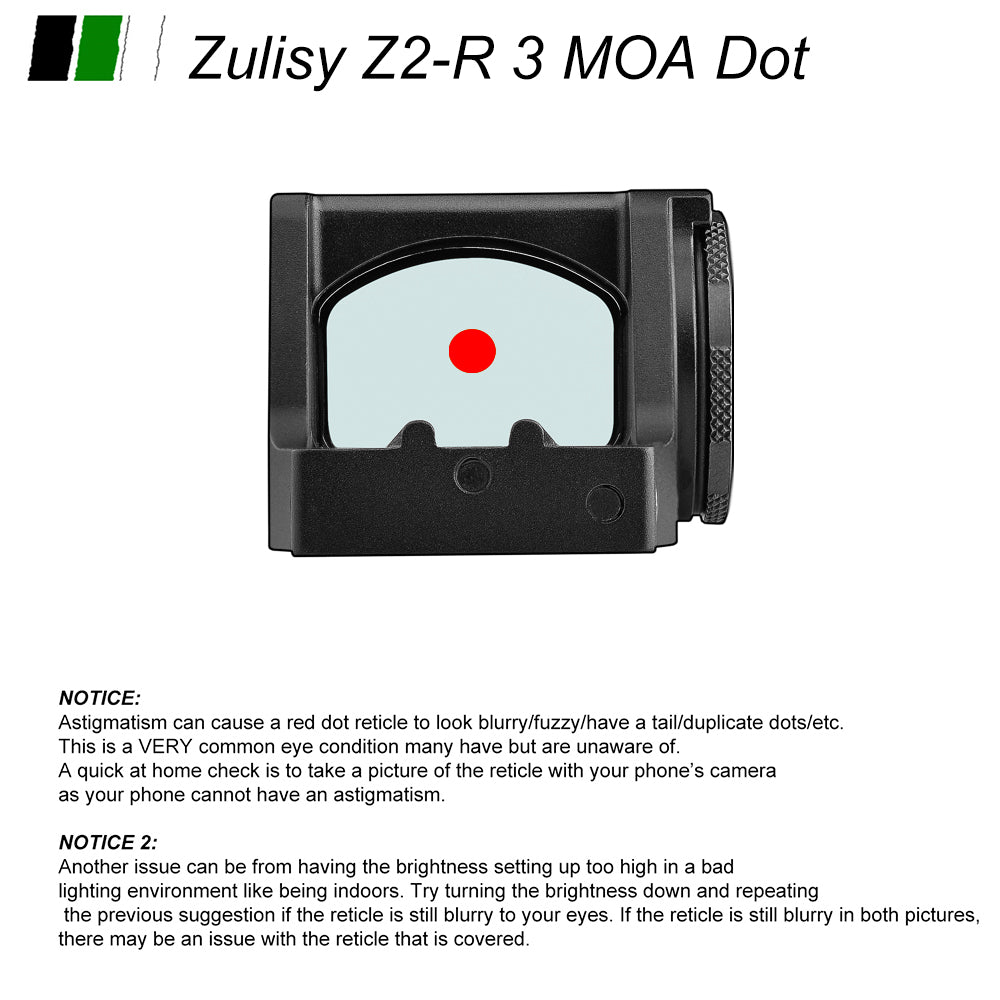 Zulisy Optics Z2-R Micro Red Dot Sights - (for DeltaPoint Pro Footprint) Side Mount Battery, Shake to Awake 3 MOA Open Reflex Sight for Full Size Pistol Optic Ready DPP Cut Adapter Plate Mount