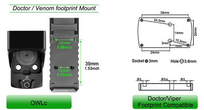 ZULISY OWLc 3 MOA Red Dot & 56 MOA Circle Reticle Sight for Doctor/Viper/Venom Footprint